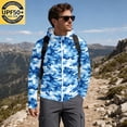 thumbnail image 3 of Havenx Sun Protection Fishing Jackets for Men Camo Long Sleeve Full Zip Coats Thumbhole Hooded Jacket Rash Guard Fishing Casual Summer Lightweight Hiking Blouse,Dark Blue L, 3 of 7
