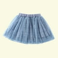 thumbnail image 4 of AJTQTH Skirt for Girls Elastic-Waisted Solid Color Mesh Plaid Embroidered Short Skirts Layered Lightweight Stylish Mini Skirt for Street Party Summer Casual Occasions Blue 11-12Years, 4 of 6