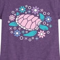 thumbnail image 3 of Instant Message - Turtle And Flowers - Toddler & Youth Girls Short Sleeve Graphic T-Shirt, 3 of 6