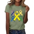 thumbnail image 1 of UANWENN T-Shirts Décontractés pour Femmes avec Imprimé Ruban de Sensibilisation au Cancer, Manches Courtes, Col Rond, Style de Base pour le Quotidien, Chandails Athlétiques, Paquet Femmes, T-Shirts pour Femmes, Hauts de Couleur Unie pour Femmes, Court, 1 of 5