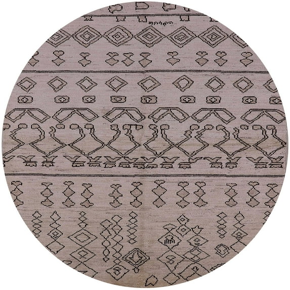 Ahgly Company Machine Washable Indoor Round Industrial Modern Puce Purple Area Rugs, 6' Round