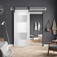 thumbnail image 2 of Modern Barn Door 42 x 84 inches Opaque Glass 2 Lites / Sete 6222 White Silk / 8FT Rail Track Heavy Hardware Set / Solid Panel Interior Doors, 2 of 3