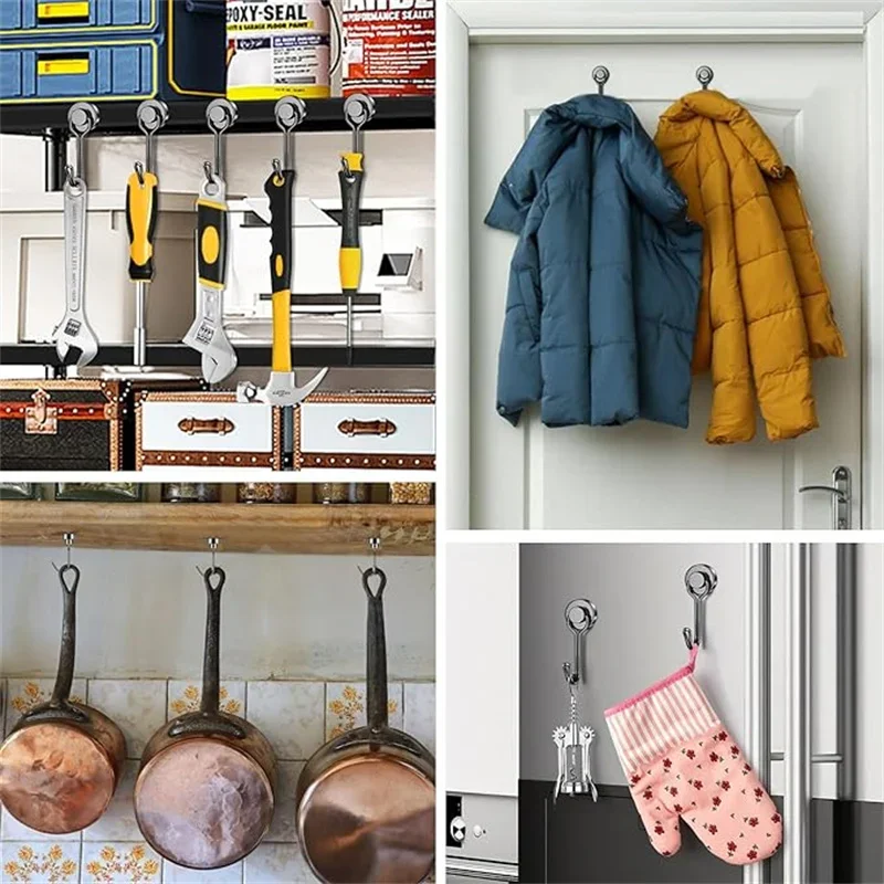 10pcs 10-30LBS Heavy Duty Neodymium Magnetic Hooks Extra Strong Rare Earth Hangers for Home Office Kitchen Garage Storage Solutions