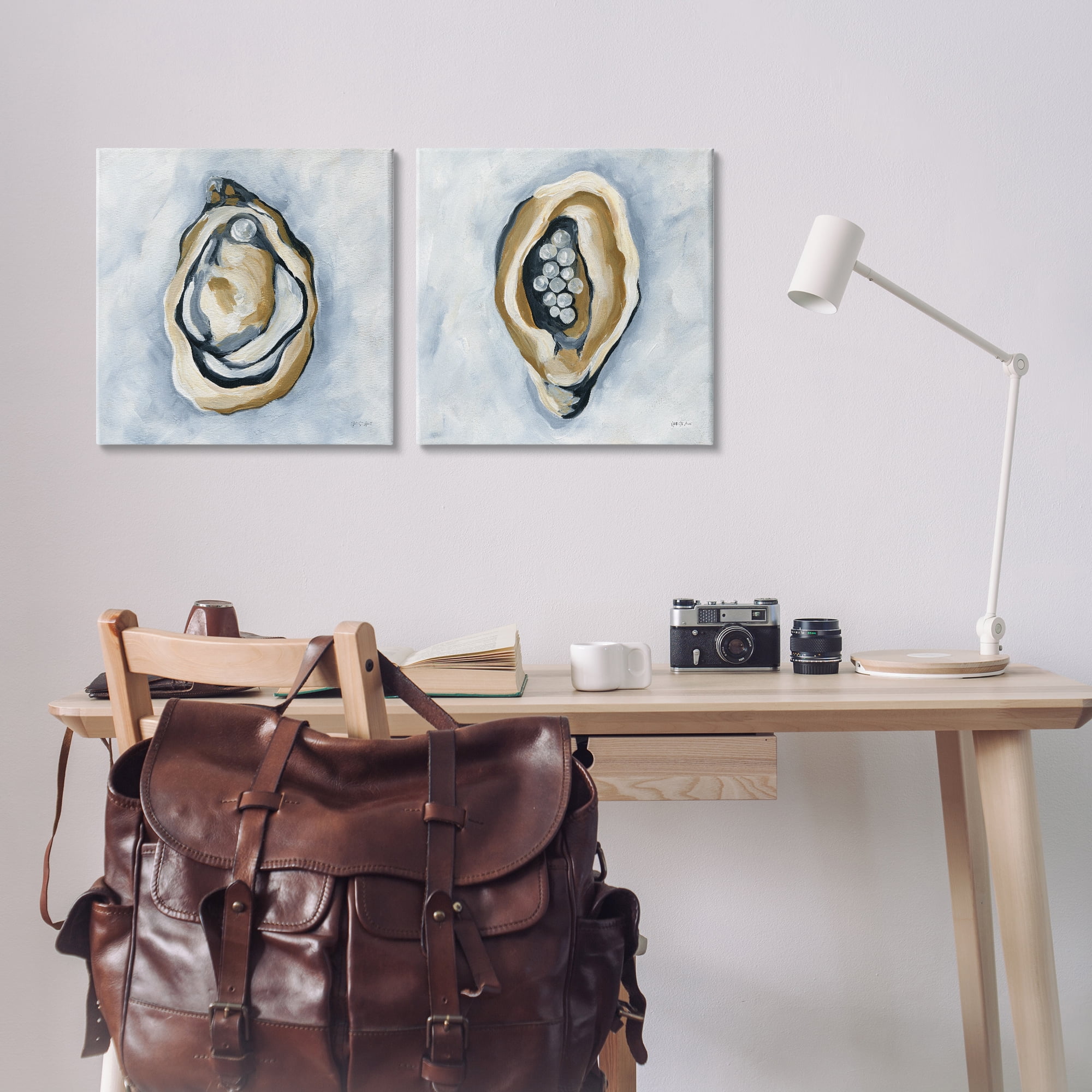 Stupell Industries Oyster with Pearls Nautical & Beach Painting Wrapped Canvas Art Print Wall Art, 17 x 17, Set of 2