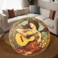 thumbnail image 3 of Round Rug, Nouveau Vitrail Femme1 Soft Washable Carpet, Non-Slip Floor Mat for Living Room Bedroom Home Decor 71 Inch, 3 of 6