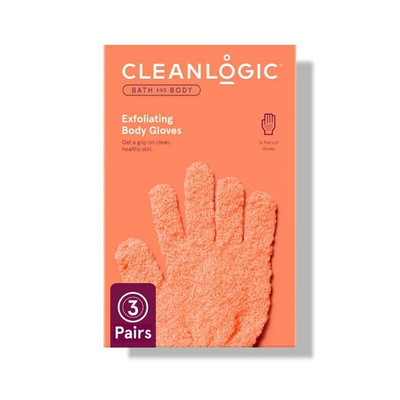 Guantes exfoliantes Cleanlogic para baño y cuerpo elásticos, 3 pares