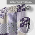 thumbnail image 6 of Spring Floral Farmhouse Short Window Curtain Valances, Dark Purple Flowers Patchwork Grid Bohemia Rod Pocket Kitchen Valances for Living Room Bedroom Bathroom Cafe 60" x 18", 6 of 8