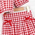 thumbnail image 6 of CUZIBR Girls Toddler Summer Skirts Outfit Classic Plaid Short Sleeve Spaghetti Strap Off-Shoulder Ruffles Crop Top Cute Bows High Waist A-Line Mini Skirt Two Piece Trendy Streetwear,Red,15-16 Years, 6 of 8