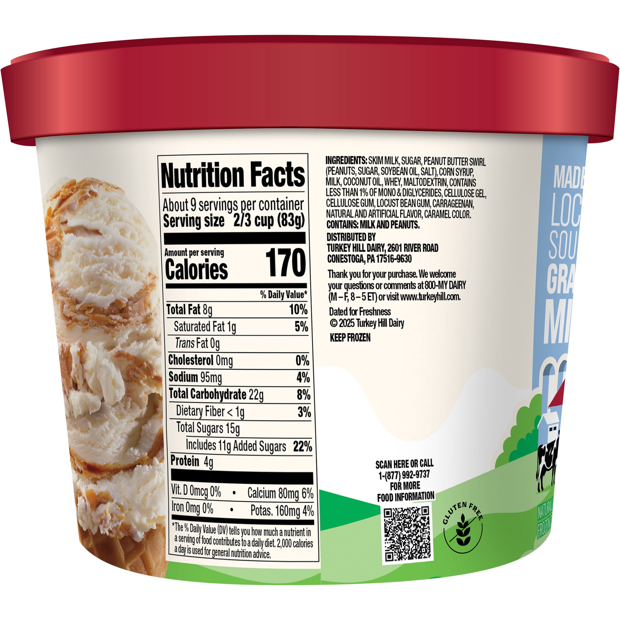 Turkey Hill Peanut Butter Ripple Premium Ice Cream, 46 fl oz