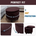 thumbnail image 4 of Storage Ottoman Cover, Slipcover For Ottoman, Footstool Cover With Elastic Bands Washable -brown-1pcs, 4 of 6