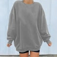 thumbnail image 2 of Solid Color Long Sleeve Pullover for Women O-Neck Oversize Sweatshirts 2023 Winter Casual Loose Tops, 2 of 6