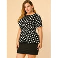 thumbnail image 2 of Mujer TalExtMangas Cortas Frente Nudo retorcido Peplo Top Negro Blanco 2X, 2 of 6