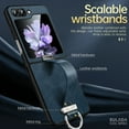 thumbnail image 5 of Phone Case for Samsung Galaxy Z Flip 6, PU Leather Cover and Wrist Strap Kickstand Wristband Holder Stand Ring Silicone Protective Cell Accessories for Z Flip 6 for Women Men - Brown, 5 of 6
