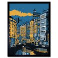 thumbnail image 1 of Leeds Dock Cityscape Colour Block Illustration Art Print Framed Poster Wall Decor 12x16 inch, 1 of 5