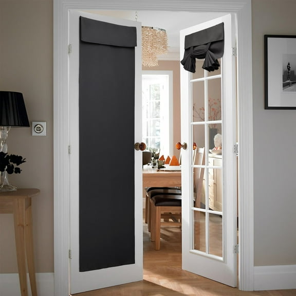 Forsisco French Blackout Door Curtain-Privacy for Glass Door Window No Drill Easy Installed Door Window Curtain (1 Panel Black,26"W x 40"H)