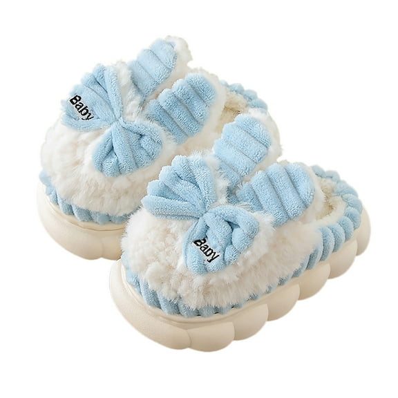 WUANDIXFA Toddler House Shoes Indoor Non Slip Baby Slippers Girls Boys Warm Baby Socks Shoes Crib Shoes Baby Footwear Prewalkers Sky Blue,US 13