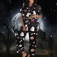 thumbnail image 2 of CQXIDFH Women's 2 Piece Lounge Set Plus Size Halloween Pumpkin Print Short Sleeve Top with Long Pants Set Fall Sleepwear Soft Comfy Pj Sets, 2 of 5