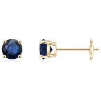 ANGARA Natural Round Blue Sapphire Stud Earrings in 14K Yellow Gold for Women (Size-4mm) | September Birthstone, Birthday, Anniversary, Jewelry Gift for Women | Natural Blue Sapphire Earrings