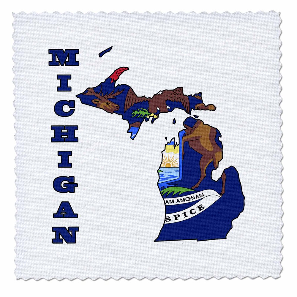 3dRose Michigan state flag in the outline map and letters