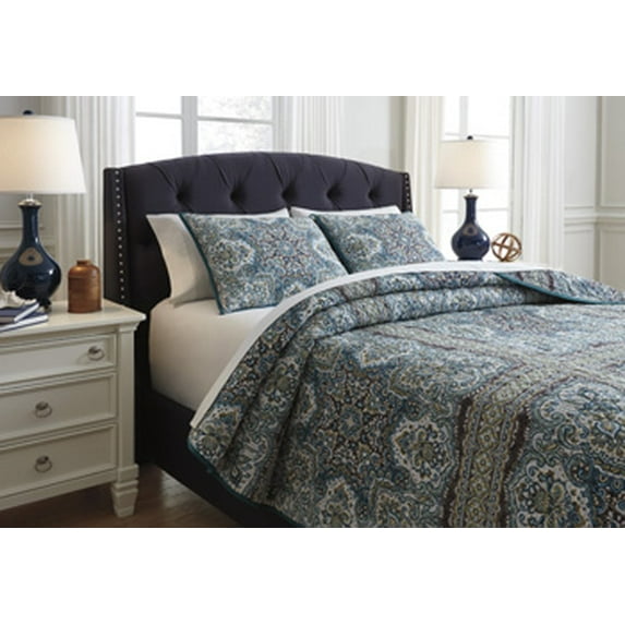 Ashley Myrtal Queen Quilt Set in Blue/Teal Finish Q362003Q