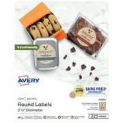 Avery Kraft Brown Round Labels, 2.5" Diameter, 225ct (22808)