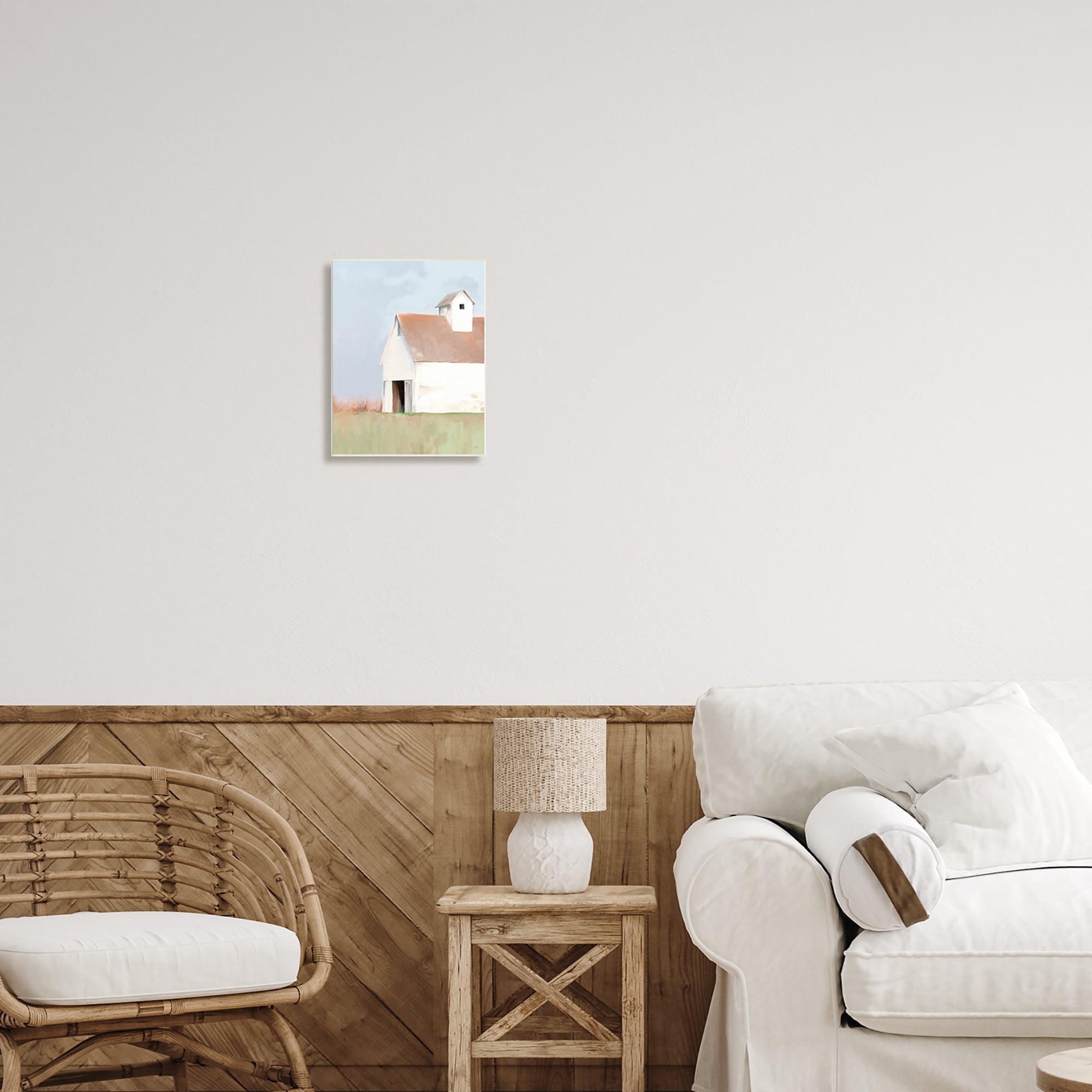 Stupell Industries Rural Countryside Field Casual White Barn House Painting Unframed Art Print Wall Art, Design by Amy Hall