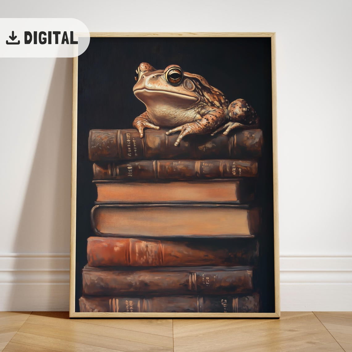 Vintage Toad Books Art Read Inspiring Frog Cottagecore Wall Decor Retro Bookish Unframed Paper Print