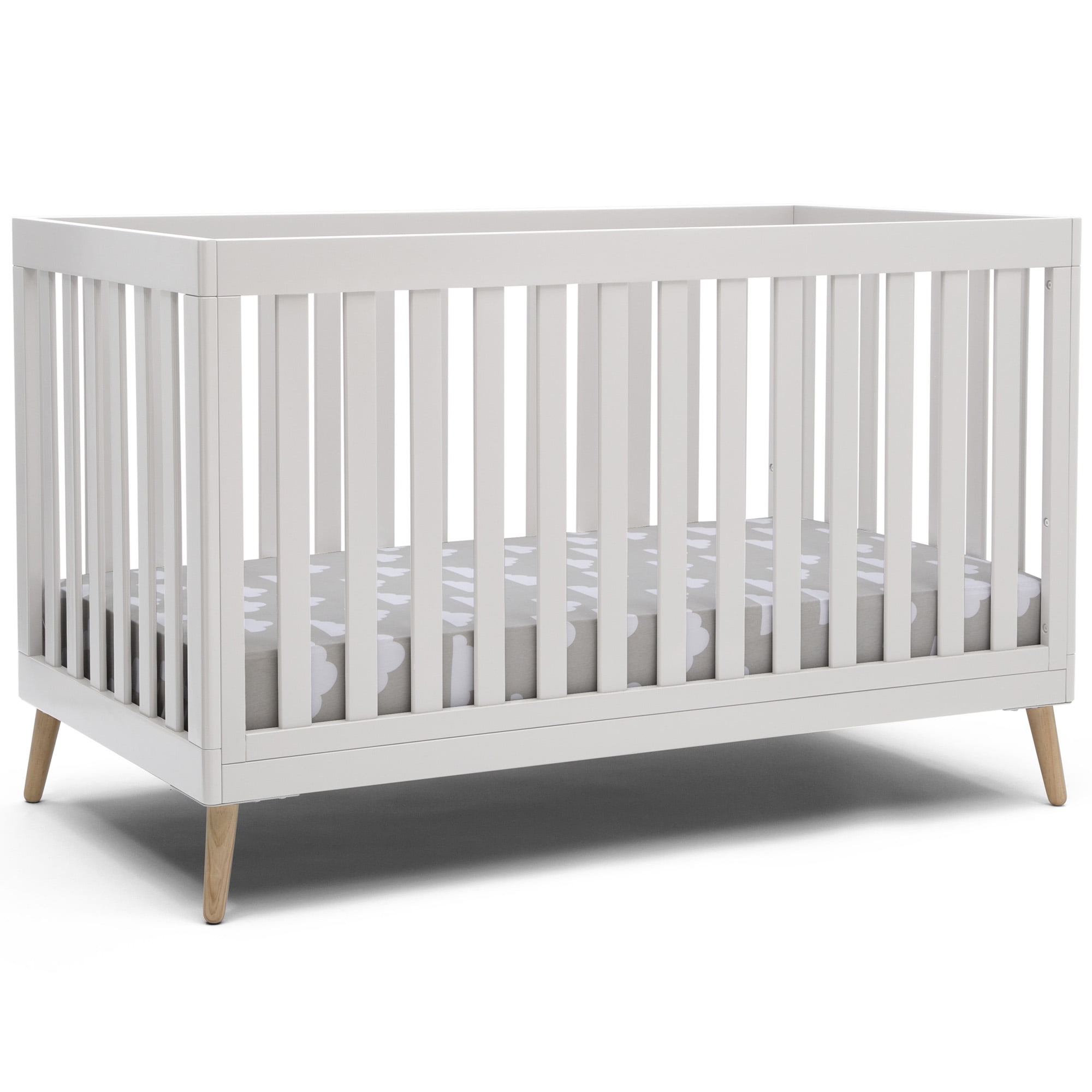 Delta Children Essex 4in1 Convertible Baby Crib, Bianca White/Natural