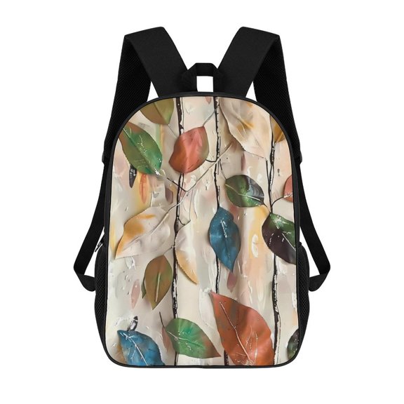 17in To Basic Backpack Scalability Good Wrinkle Resistance Adjustable Shoulder Straps Versatility Abstract Leaves (4)