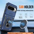 thumbnail image 3 of KOMI for Google Pixel 9 Case/Pixel 9 Pro Case with [2 Pack] HD Screen Protector + Slide Camera Cover, 360° Rotation Ring Kickstand [Military Grade] Shockproof Protective Phone Case, Navy Blue, 3 of 5