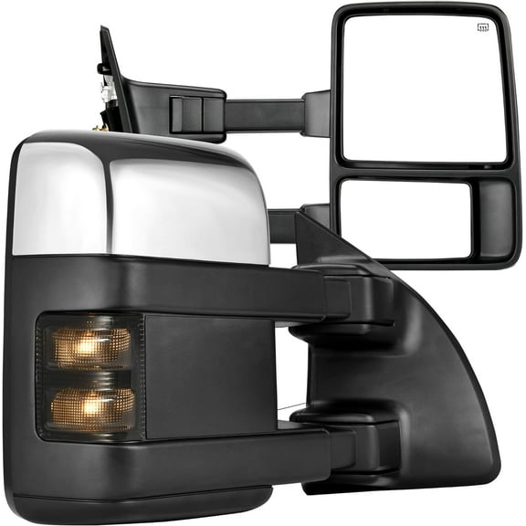 Ledkingdomus Tow Mirrors for 1999-2007 Ford F250-F550 Super Duty Turn Signal Power Heated Chromed