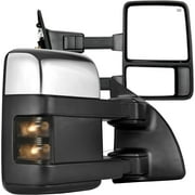 Ledkingdomus Tow Mirrors for 99-07 Ford F250-F550 Super Duty Turn Signal Power Heated Chromed