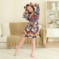 thumbnail image 4 of FORMRS Niños Bathrobe Unisex Hooded Robe Soft Plush Pajamas Sleepwear, Size 2-3T, Beige Geometric Eagle, 4 of 7