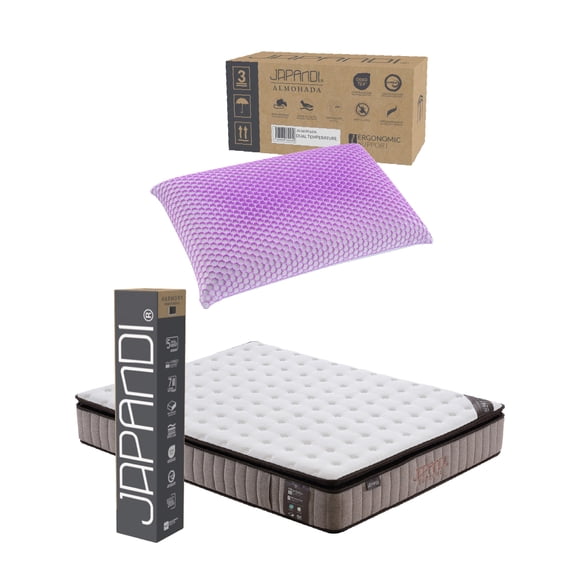 Set Colchón Japandi Supreme Queen Size 150x190x27 cm + Almohada Memory Foam Dual Temperature SUPREME-QS-JHCP74