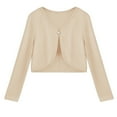 thumbnail image 6 of BLVB Girls Open Front Shrug Cardigan Kids Children Cropped Tops Long Sleeve Bolero with Button Closure Size 5-14 Years, 6 of 6