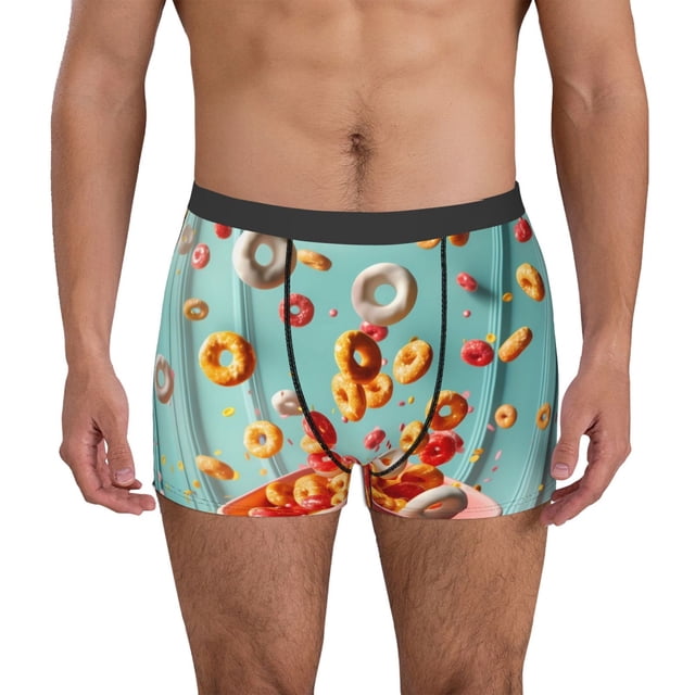 Balery Floating Colorful Cereal Calzoncillos bóxer para hombre, ropa interior de algodón suave y transpirable con cinturilla de nailon-X-Large