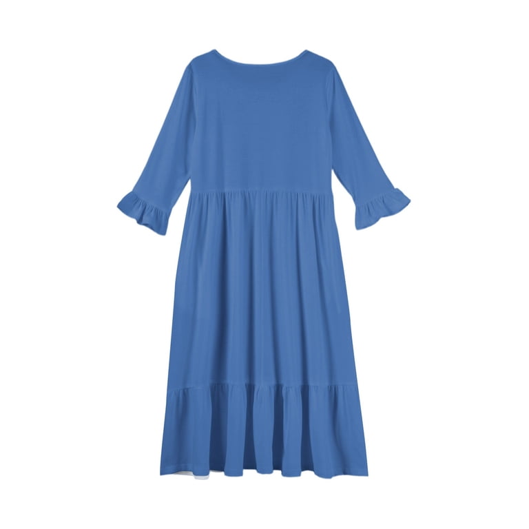 Abcomgle Girls Maxi Dress Size 7-8 Casual A-line Ruffle 3/4 Sleeve Maxi  Dress Cute Crew Neck Sundresses Summer Tiered Dresses with Pockets,5-6  Years ...