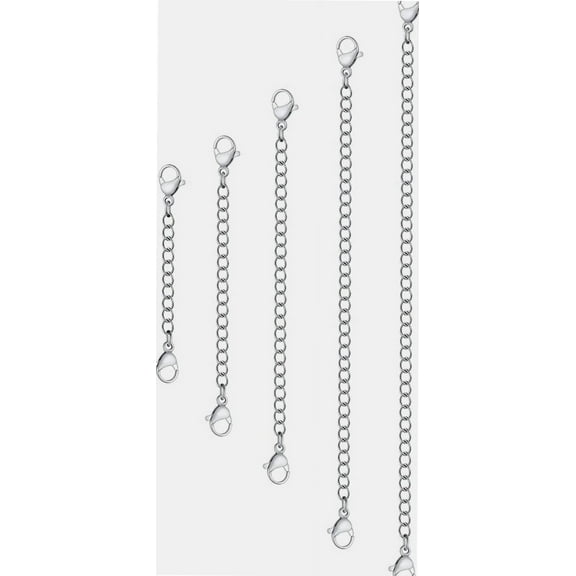 Necklace Extender Sterling Silver for Women 4 Piece Necklace Extender Chains Silver Set Fine Chain Extender for Necklace