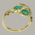 thumbnail image 3 of LBG British Made 14k Yellow Gold Natural Diamond & Emerald Womens Statement Ring - 33 size options - Size 9, 3 of 6