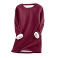 thumbnail image 2 of Wycnly Fall Fashion 2023 Womens Sweatshirt Womens Thickened Fleece Sweatshirt Plus Size Casual Cozy Lamb Wool Plush Pullover Sweater Trendy Solid Winter Long Sleeve Sweatshirt Tops Weekly, 2 of 4