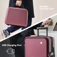 thumbnail image 4 of Carry-on Luggage 20 Inch Front Open Luggage Lightweight Suitcase with Front Pocket, USB Port and 1 Portable Carrying Case, Rose Gold, 4 of 9