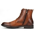 thumbnail image 5 of Jazamé Men's Carson Distressed Cap Toe Tall Motorcycle Miltiary Combat Boots, Cognac, 11, 5 of 6