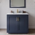 thumbnail image 2 of Wyndham Collection Miranda 36" Wood&Carrara Single Bathroom Vanity in Blue/Gold, 2 of 6