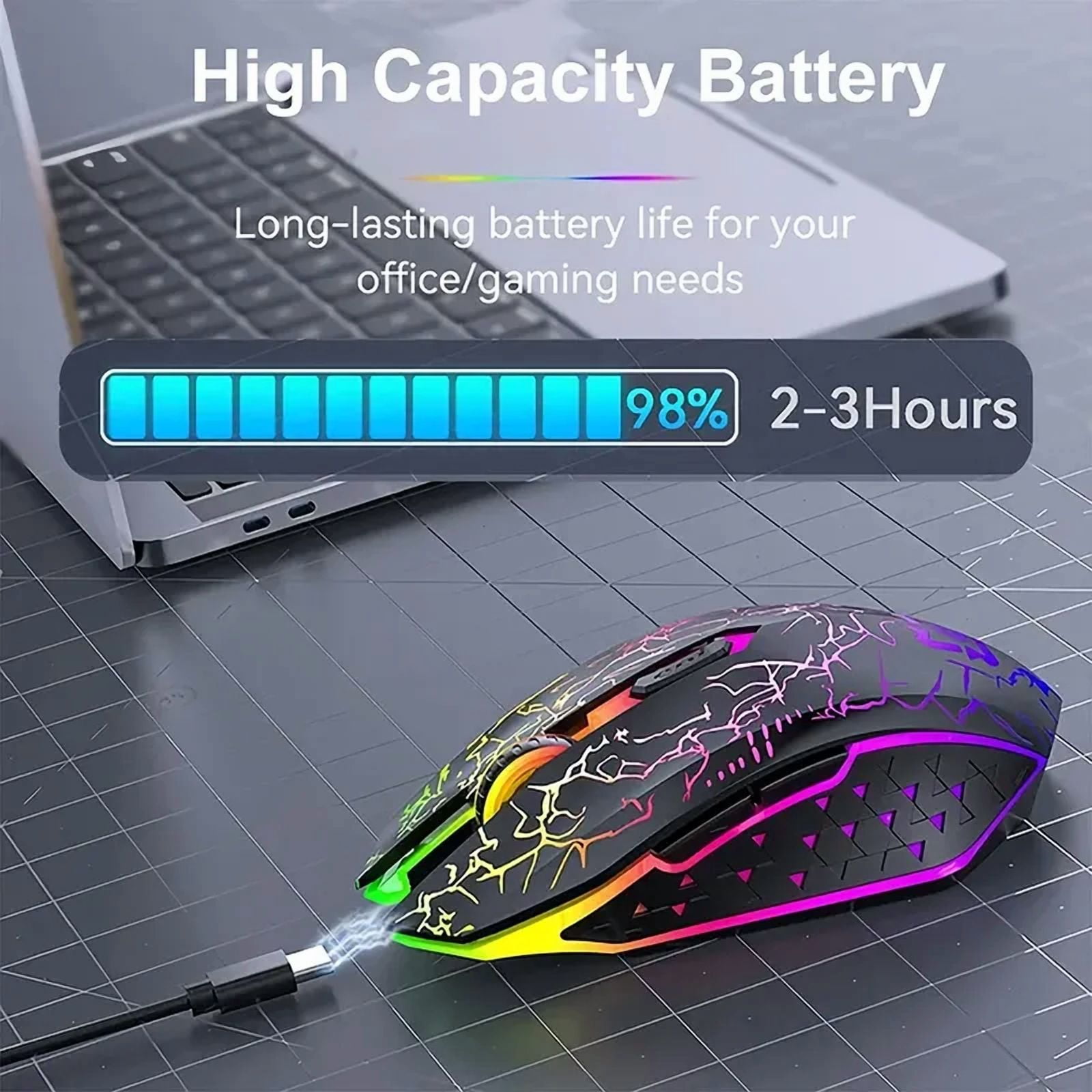 RGB Color 2.4G Wireless Mouse Bluetooth 5.2 Mouse Dual Mode Gaming Mouse Rechargeable Silent Mice For PC Laptop Tablet MacBook