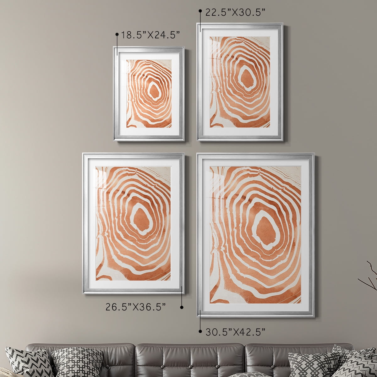 Wexford Home Wood Grain Suminagashi III Premium Framed Print, 26.5" x 36.5" - Ready to Hang, Silver (Set of 2)