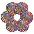 thumbnail image 7 of Yayeee 6 PCS Drink Coasters with Holder Set Woven Absorbent Round Tabletop Hot Pad, Colorful Wavy Plaid, 7 of 7