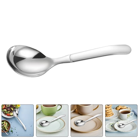 Homoyoyo 2-Pack Stainless Steel Handle Soup Spoons, 316 Kitchen Utensils for Cooking and Serving
