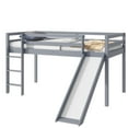 thumbnail image 2 of Noble House Myra Twin Low Loft Bed, Rubber Wood Frame with Slide, Ladder, Safety Guardrails and Play Space, Grey, 2 of 12