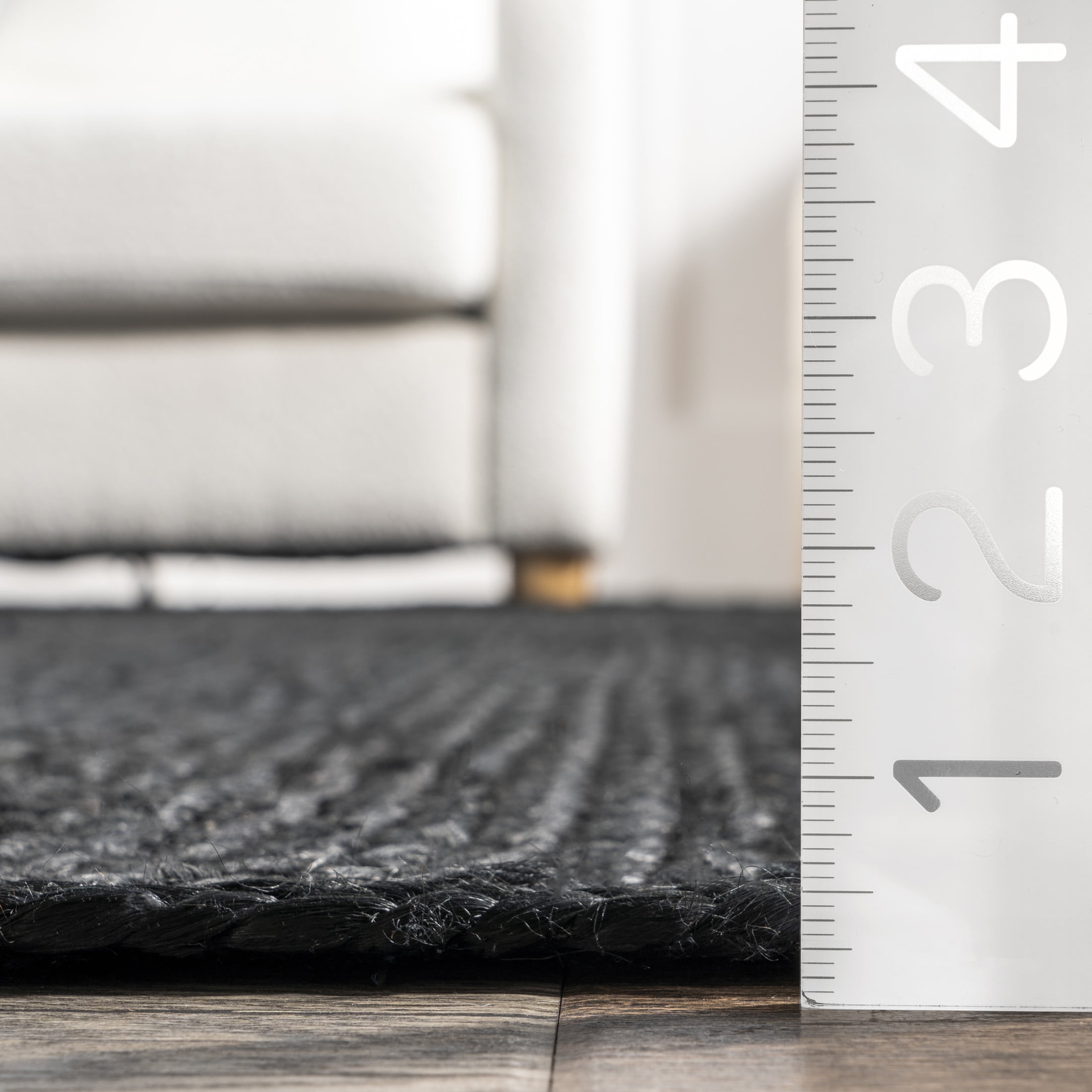 nuLOOM Rigo Hand Woven Farmhouse Jute Area Rug, 9' 6" x 13' 6", Black