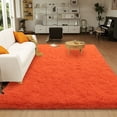 thumbnail image 5 of 9x12ft Large Fluffy Area Rugs for Bedroom,Independence Day Father's Day Gifts Decora Orange Soft Carpet Shag Kids Rug with Non-Slip Stickers Rug Pads Living Room Bedroom, 5 of 12
